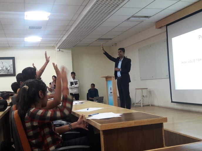Kapil SVS, founder, Revamp In, addressing the students