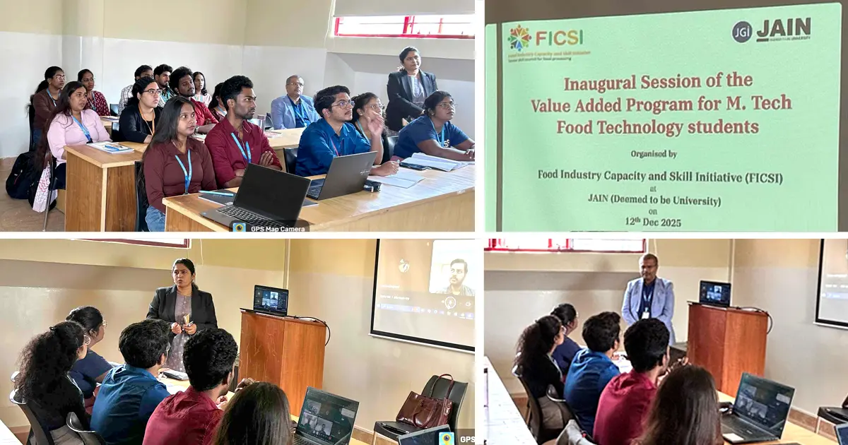 JAIN (Deemed-to-be University) Inaugurates FICSI Industry Readiness Training Programme to Enhance Food Technology Students’ Employability